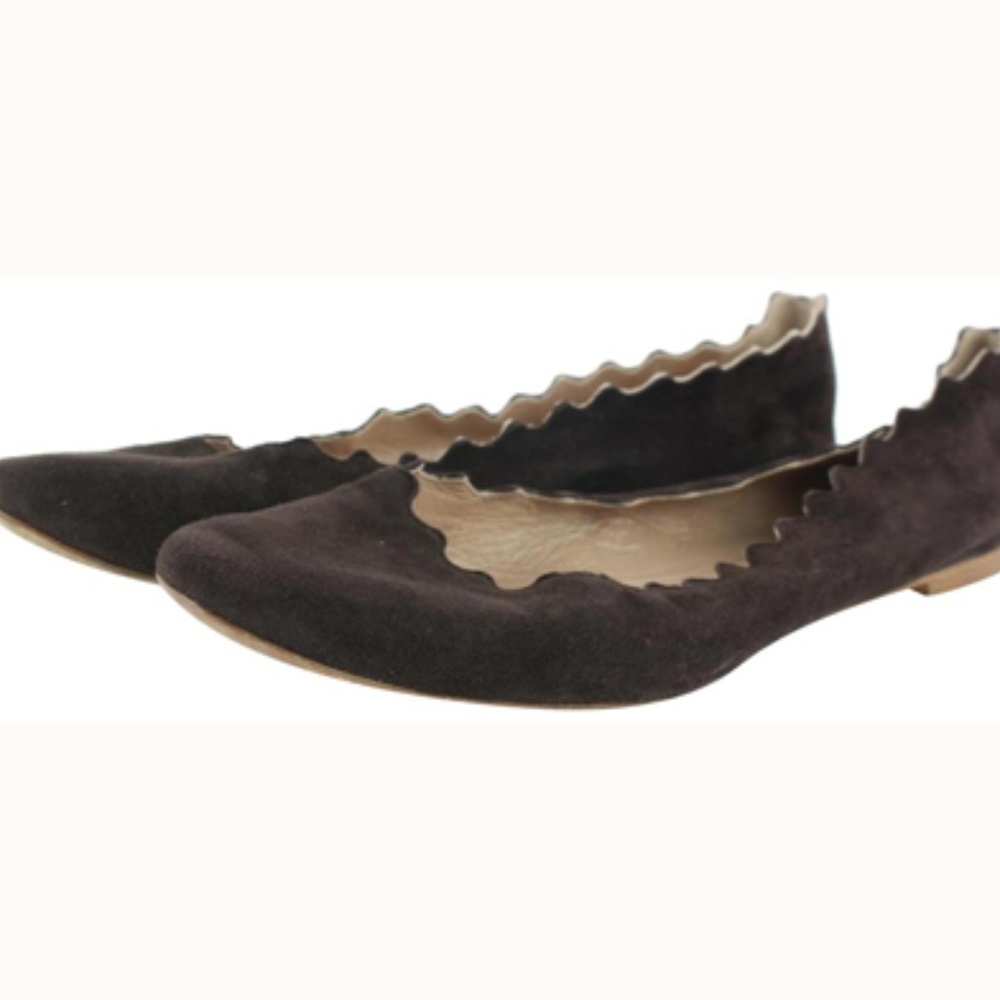 Chloé Lauren Ballerina Suede Scalloped Ballet Flat